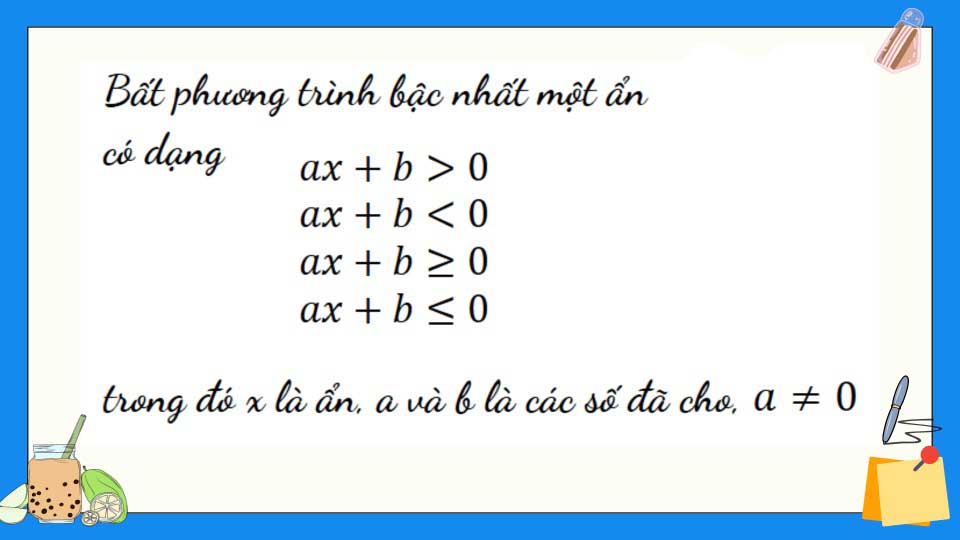 Chuyên đề 8 – Bất phương trình bậc nhất một ẩn